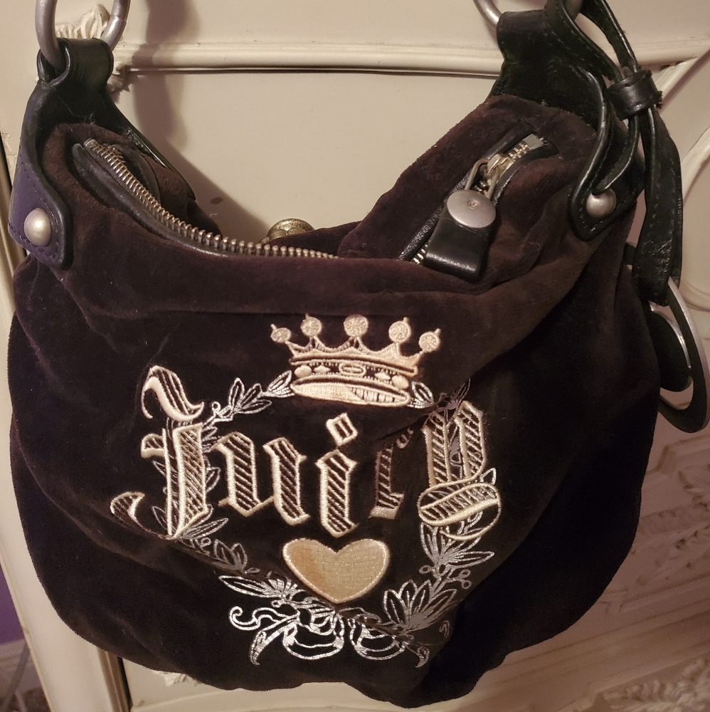 SOLD Juicy Couture black velour bag